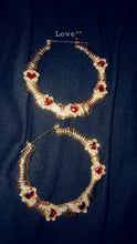 Load image into Gallery viewer, Red heart Bamboo Earrings
